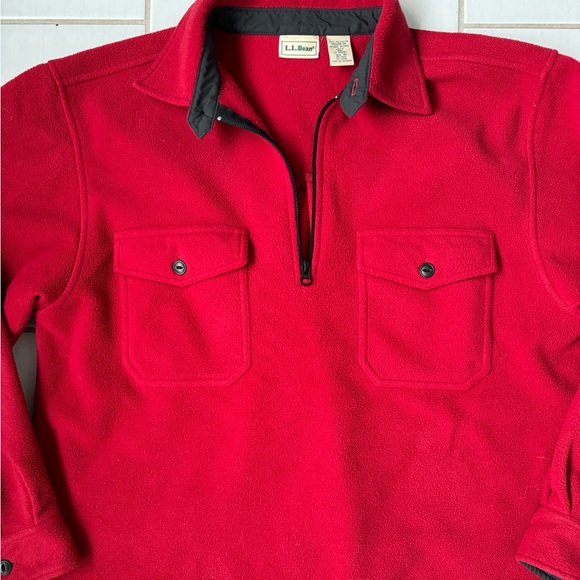 L.L.Bean 1/4 Zip Fleece Pull Over COZY!! Men’s Size M in Red - Picture 2 of 10